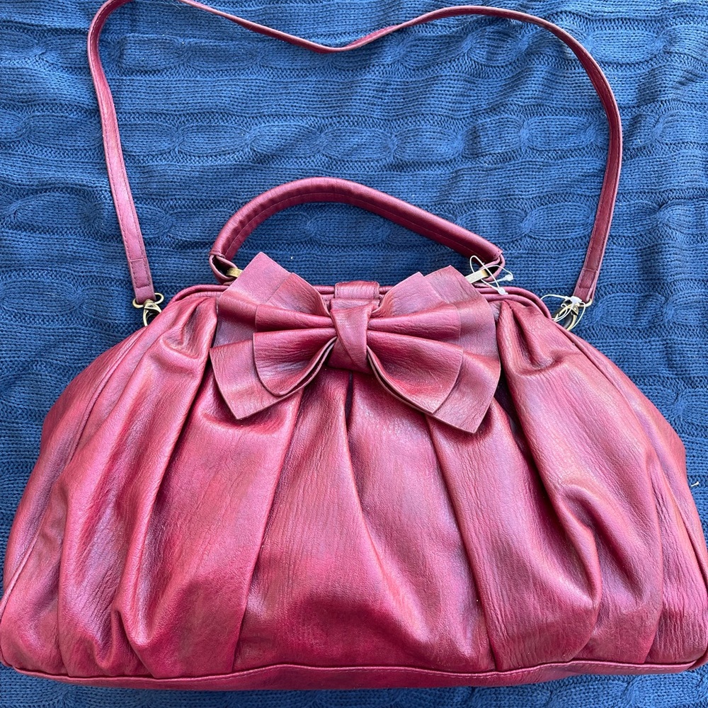 Jessica Simpson vegan top handle bow satchel purse